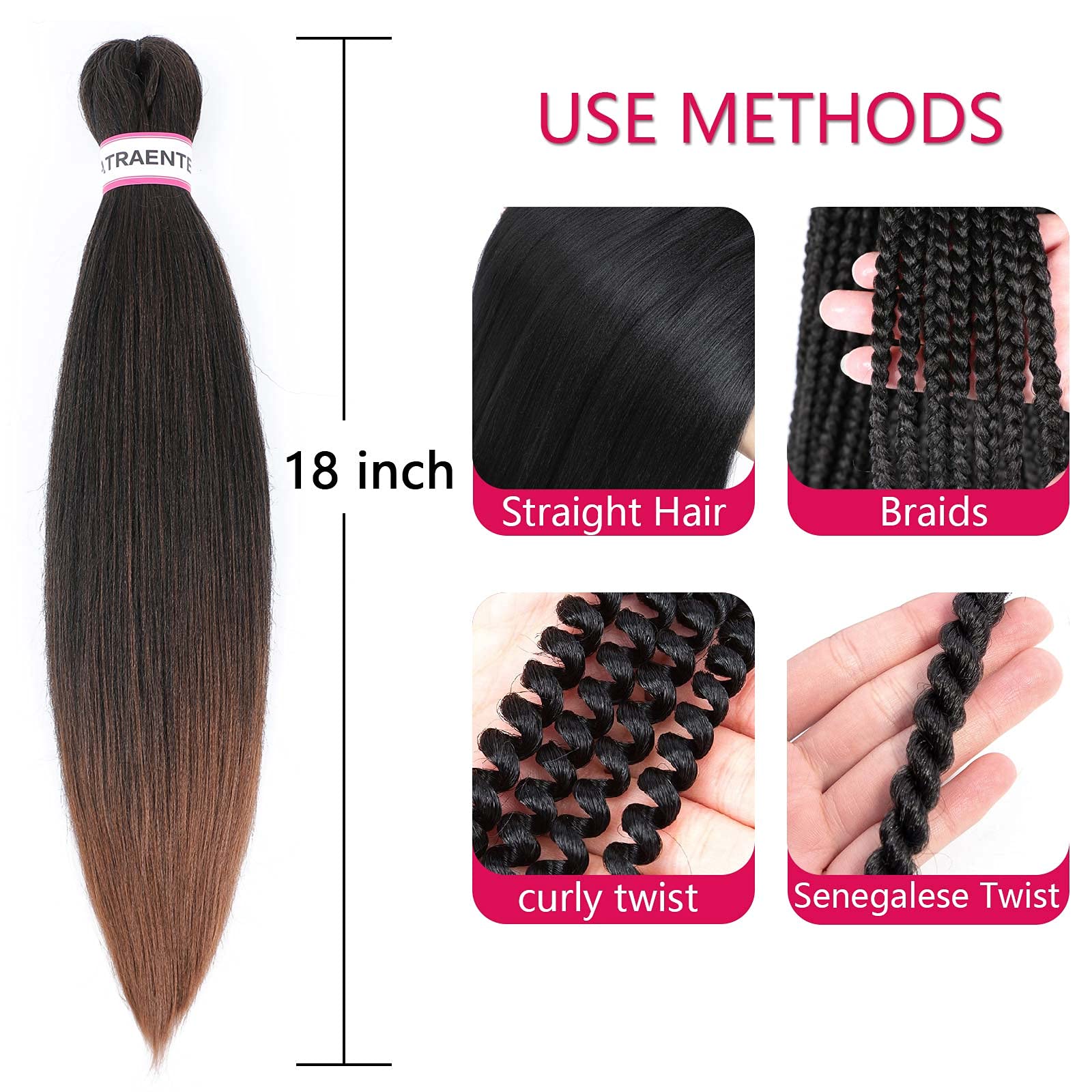 ATRAENTE itch-free 18in ombre braid comfortable all-day wear