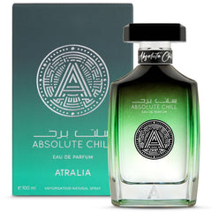 Atralia Absolute Chill bottle being poured, citrus-mint opening for refreshing daytime wear.
