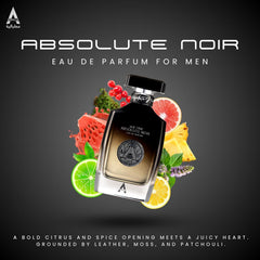 Atralia Absolute Noir bottle closeup cap highlighting elegant design and lasting presence.