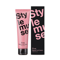 Close-up of STYLEMUSE Repair Curl Cream texture defining curls.