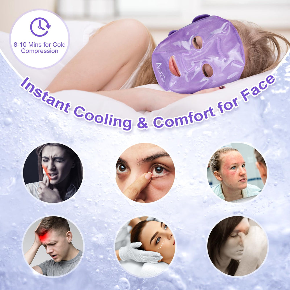 Atsuwell cooling eye mask with holes enabling visibility and eye comfort