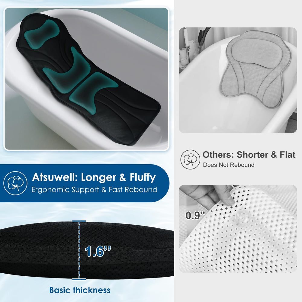 Atsuwell bath pillow dual hooks make drying and storage simple.