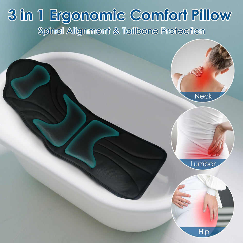 Atsuwell full body pillow hip support cradles hips during long soaks.