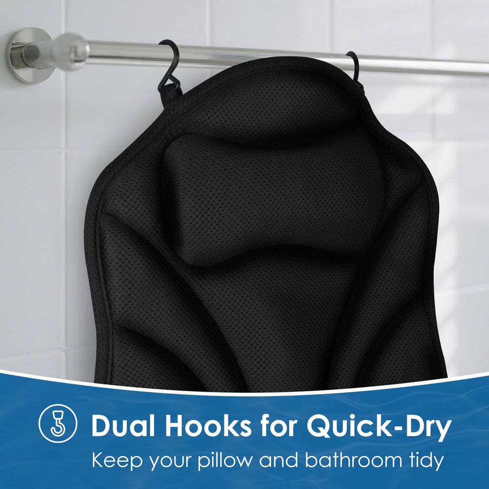 Atsuwell pillow suction cups secure to tub surfaces for worry-free relaxation.