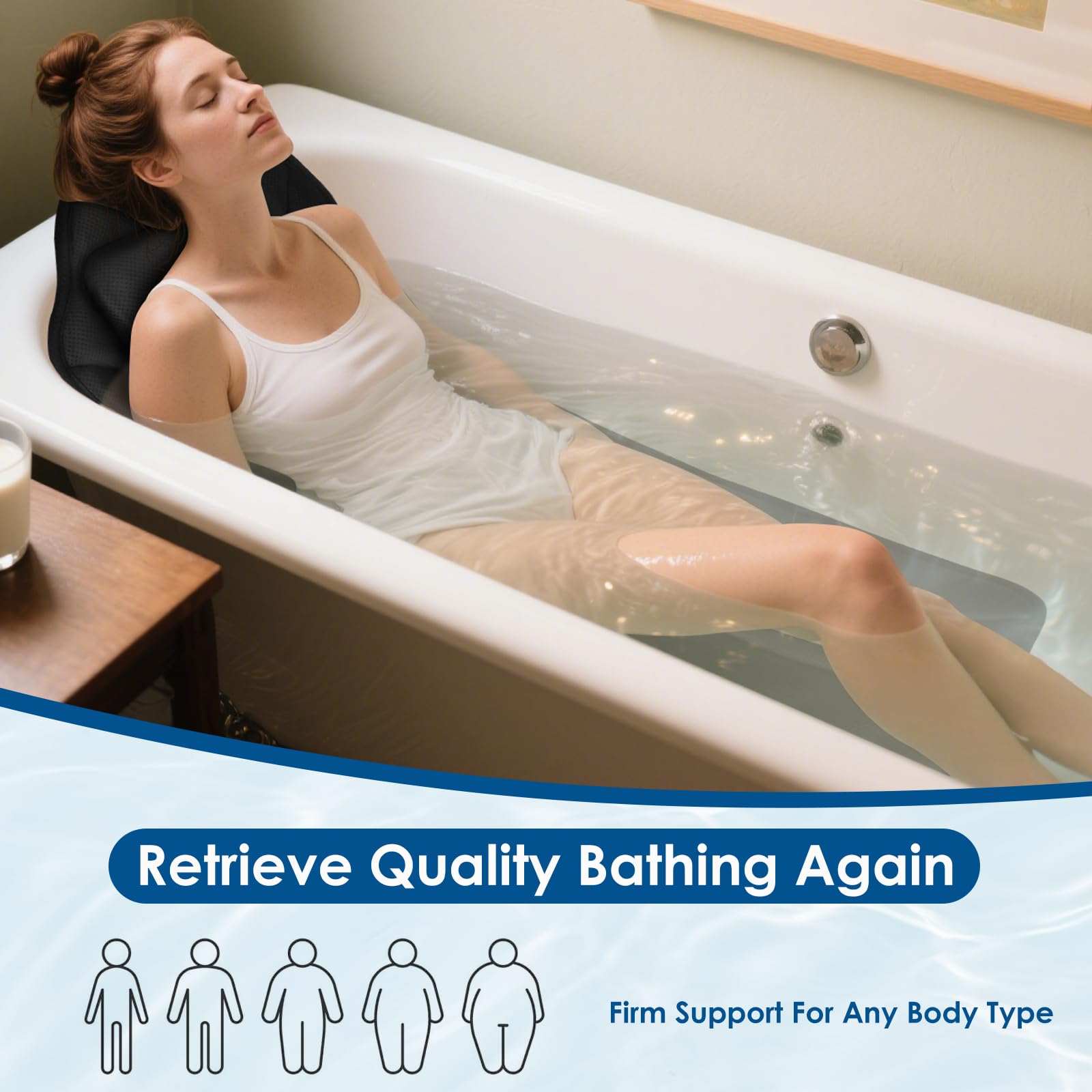 Atsuwell universal-fit cushion contours most tubs for versatile comfort.