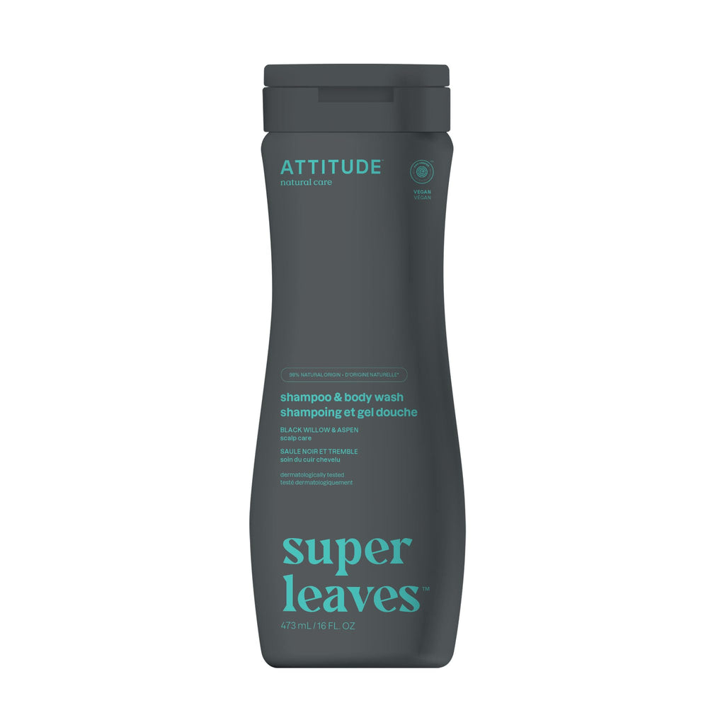 ATTITUDE 2-in-1 bottle-pour shows clean, easy daily wash for skin and hair