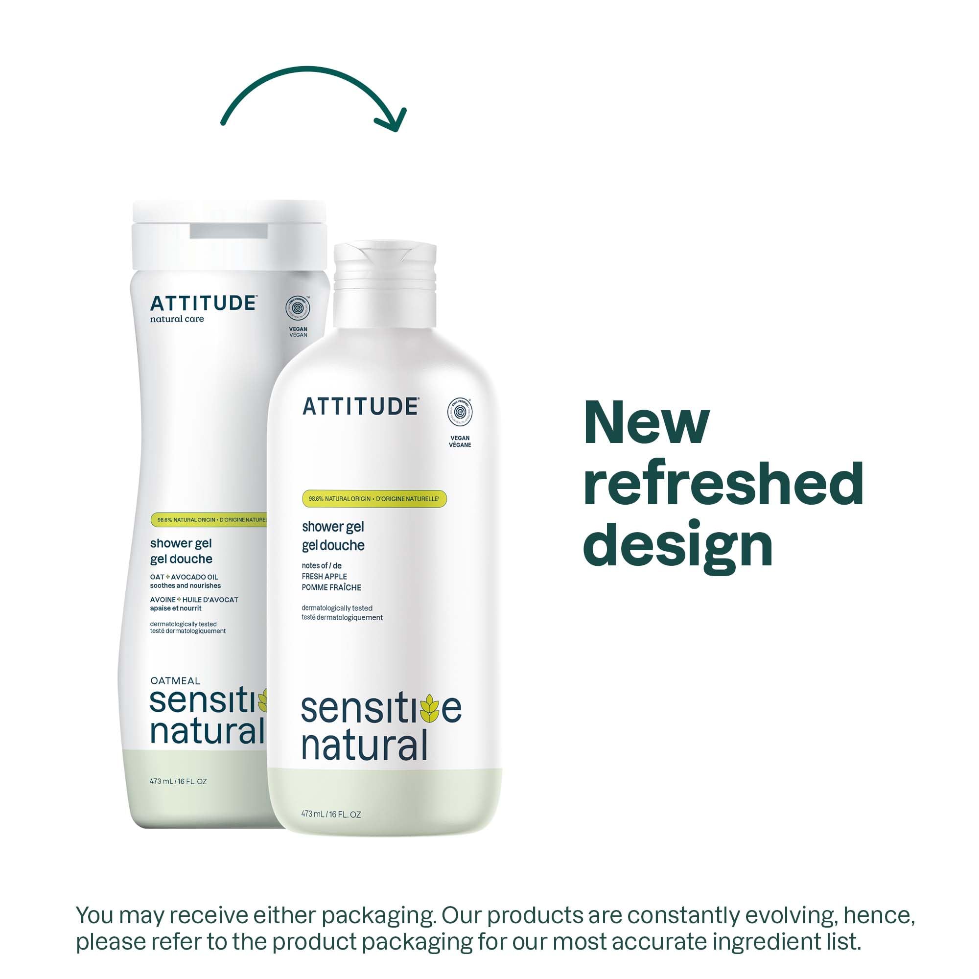 ATTITUDE body wash apple-rosemary fragrance enhances mood during shower.