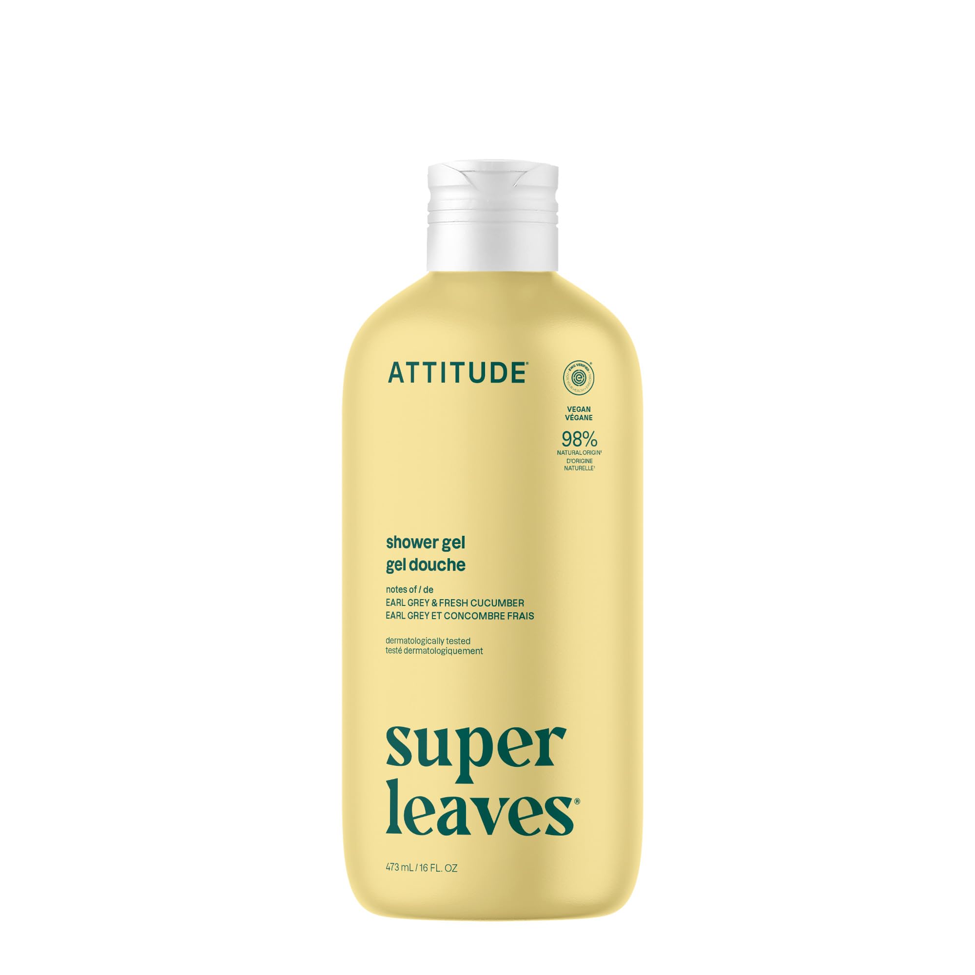 ATTITUDE body wash bottle with Earl Grey and cucumber scent for refreshing daily showers