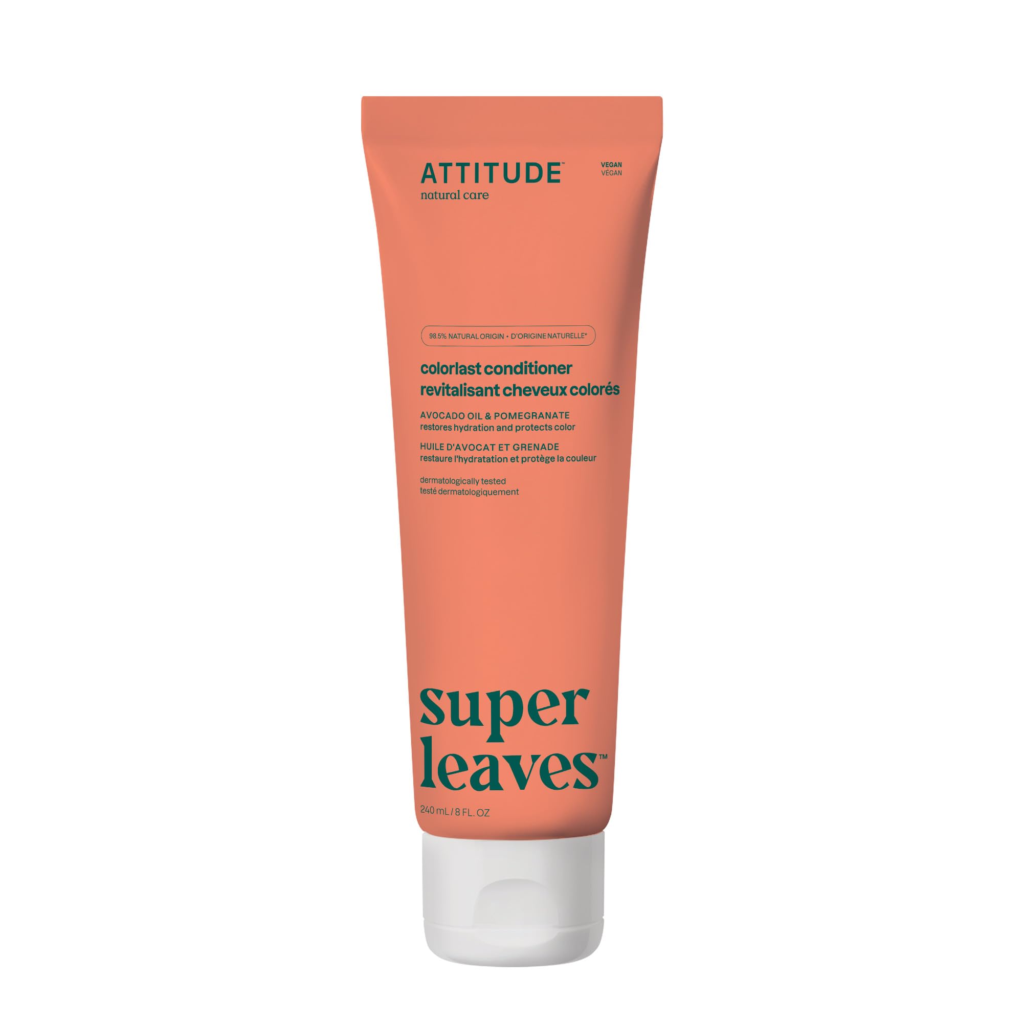 ATTITUDE Colorlast conditioner bottle; color protection for color-treated hair during daily styling.