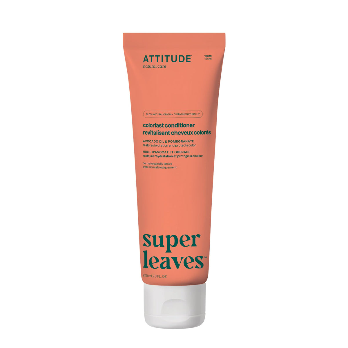 ATTITUDE Colorlast conditioner bottle; color protection for color-treated hair during daily styling.