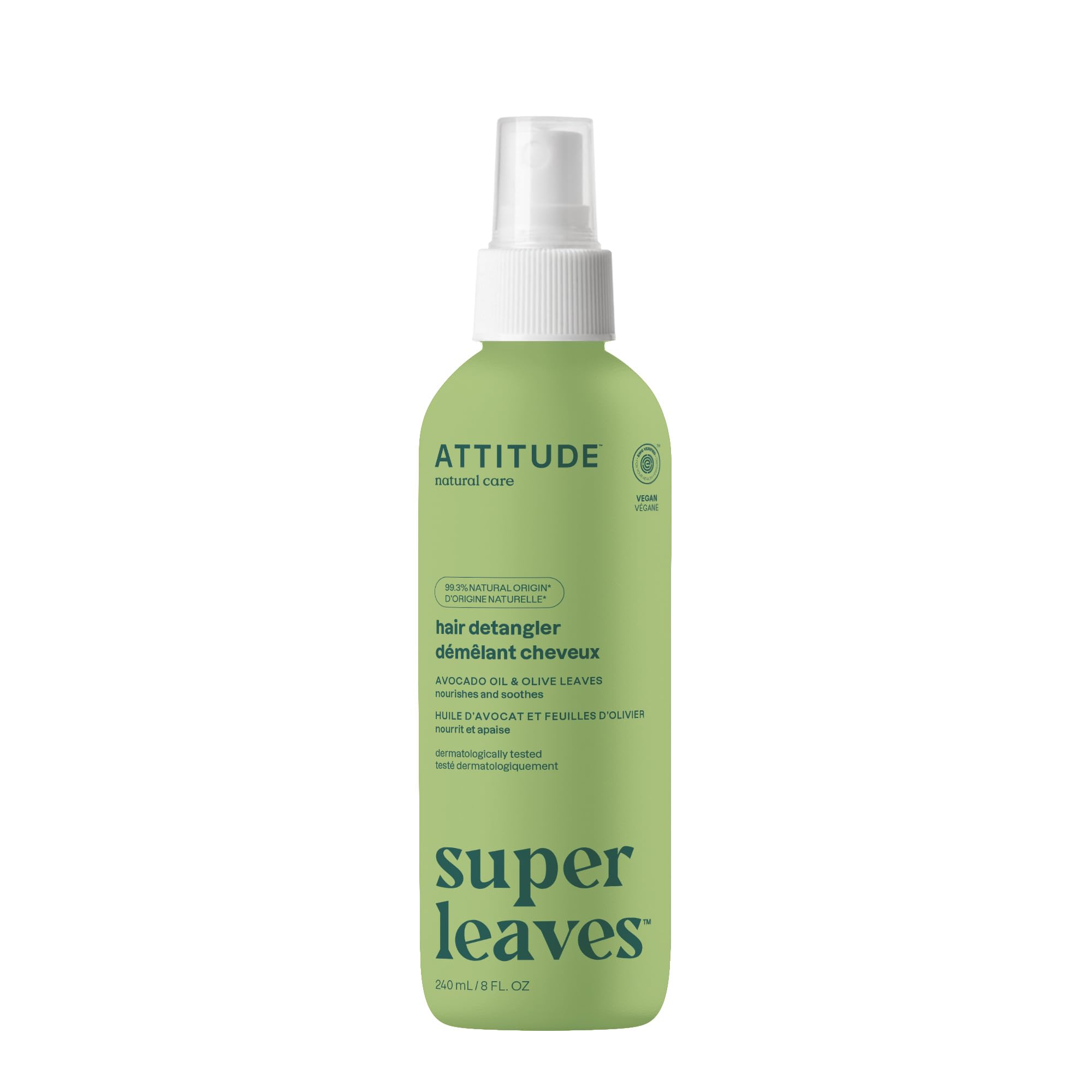 ATTITUDE Desenredante spray botella: cuidado suave para cabello.