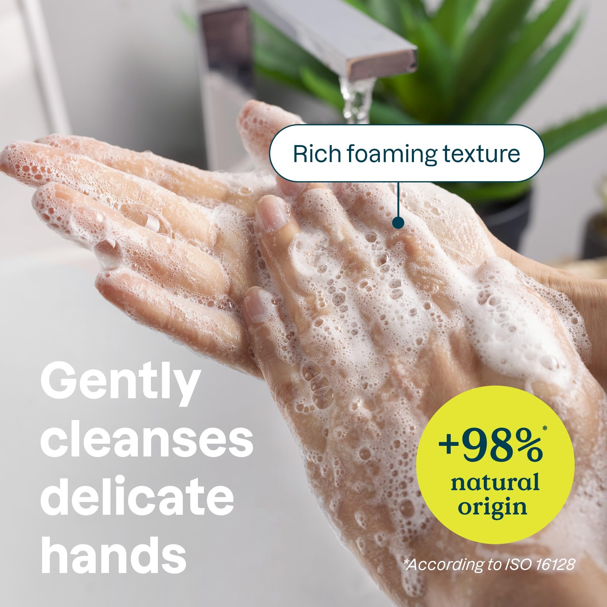 ATTITUDE hand soap foam closeup shows creamy lather for daily handwashing.