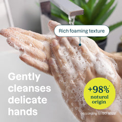 ATTITUDE hand soap foam closeup shows creamy lather for daily handwashing.