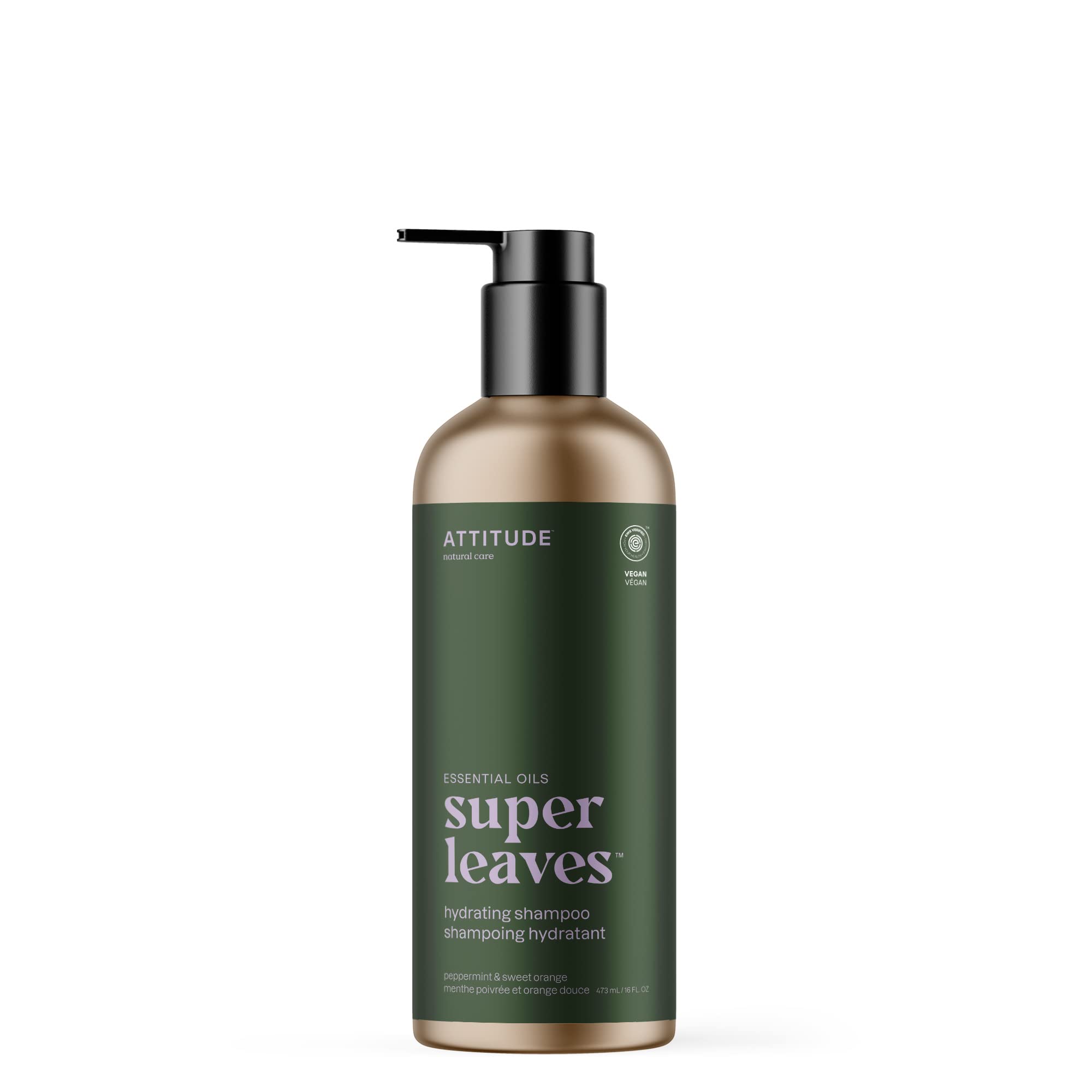 ATTITUDE Hydrating Shampoo bottle with peppermint-orange aroma for refreshing scalp care.