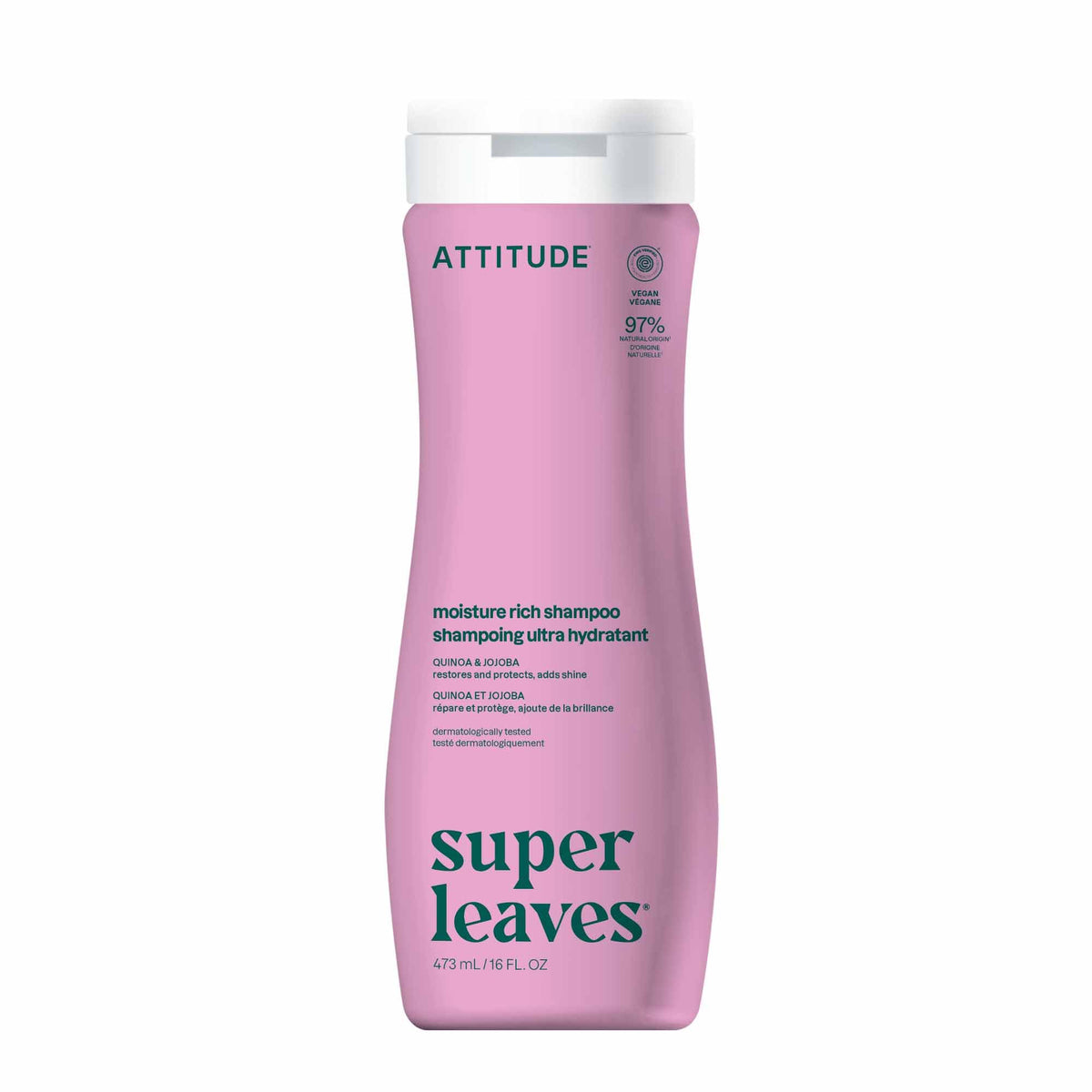 ATTITUDE Moisture Rich Hair Shampoo bottle pours for a hydrating cleanse.