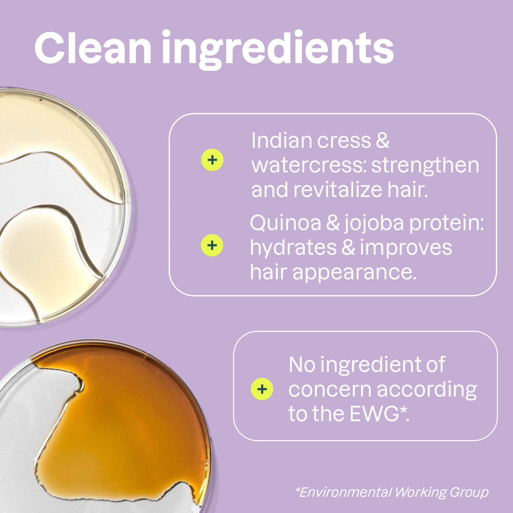 ATTITUDE Moisture Rich Hair Shampoo ingredients close-up shows watercress and Indian cress nourishes hair.