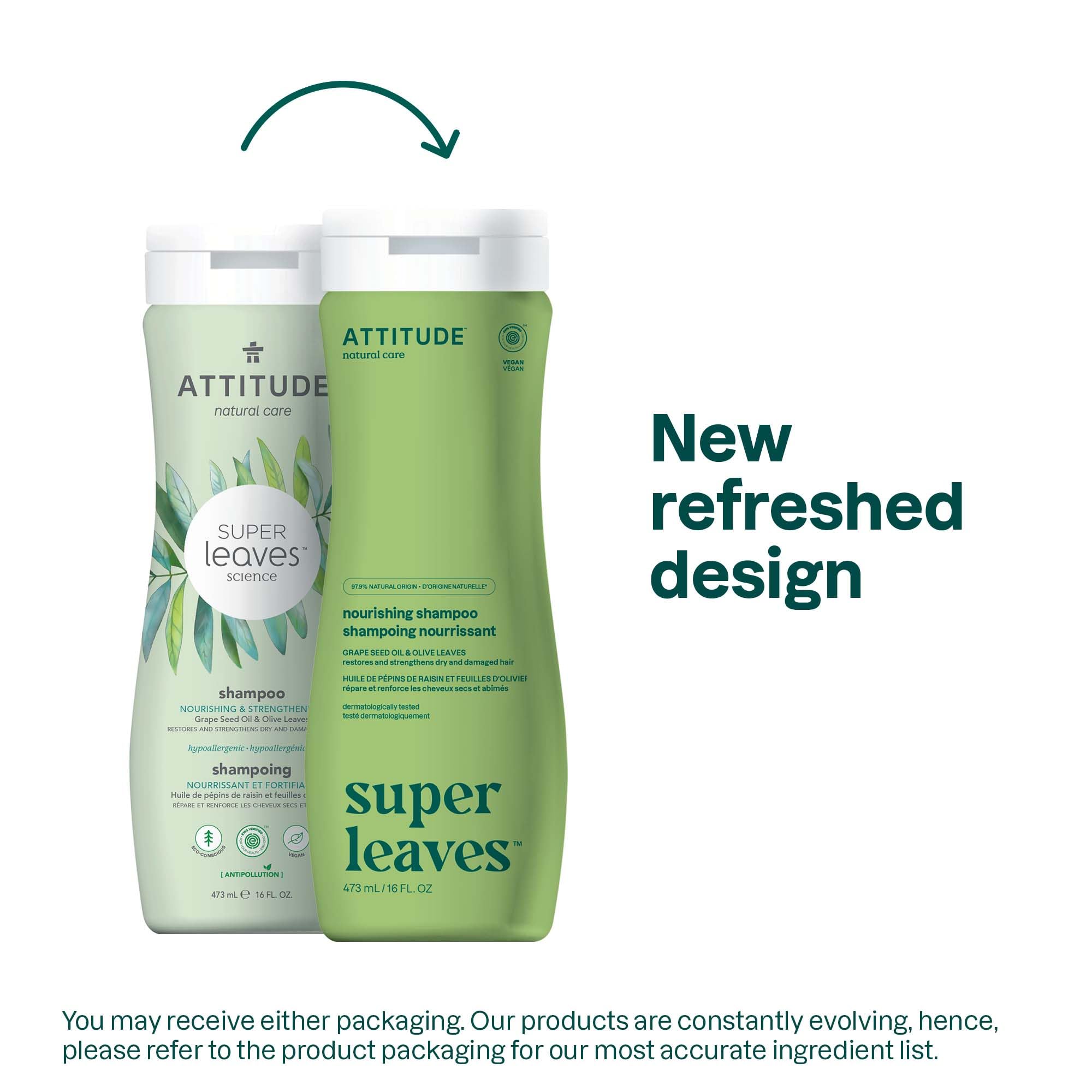 ATTITUDE Nourishing Hair Shampoo ingredients close-up highlights natural origin formula