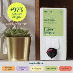 ATTITUDE Nourishing Hair Shampoo pour-bottle captures easy dispensing for quick, residue-free washing routines