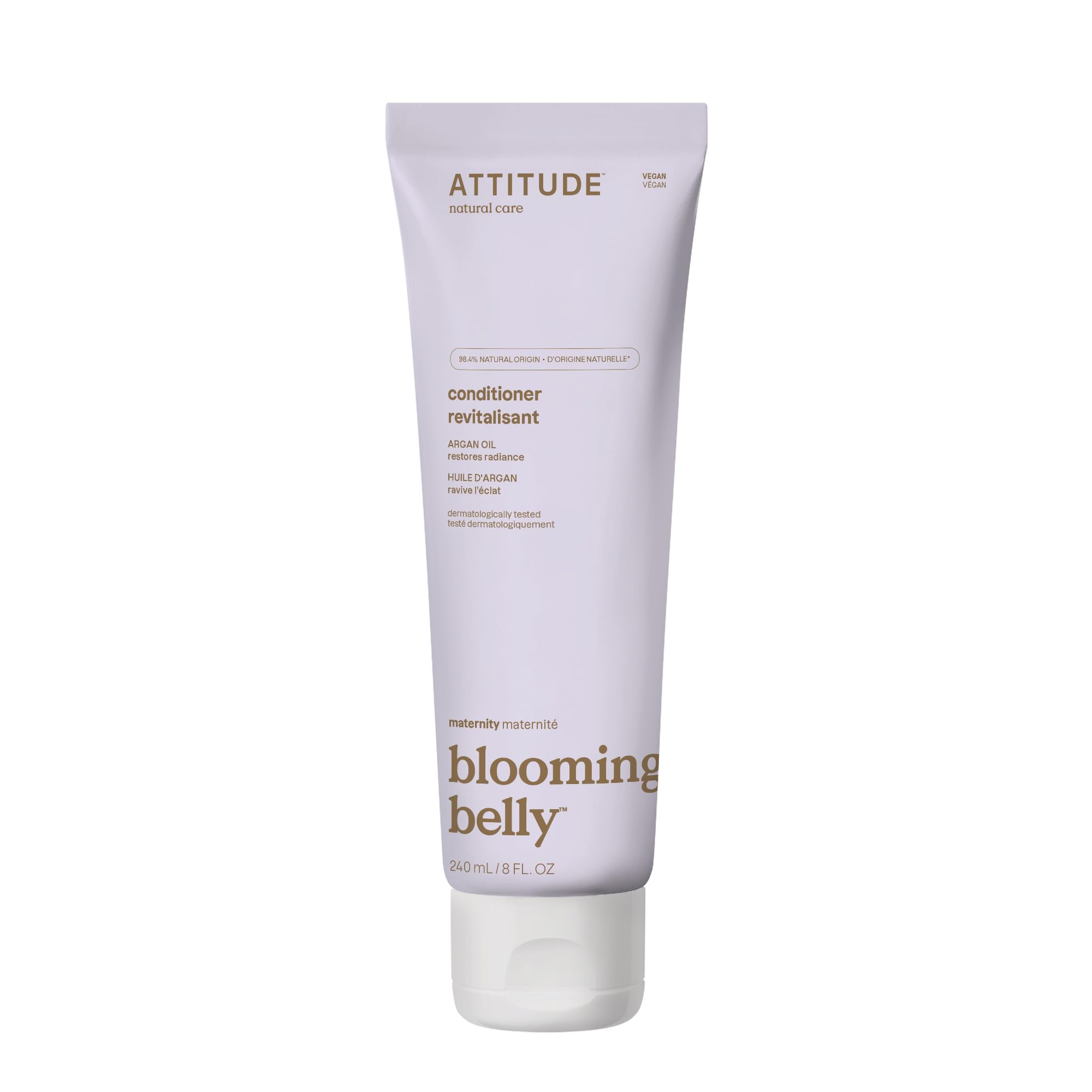 ATTITUDE Pregnancy Conditioner bottle with rose scent illustrating gentle detangling and refreshment.