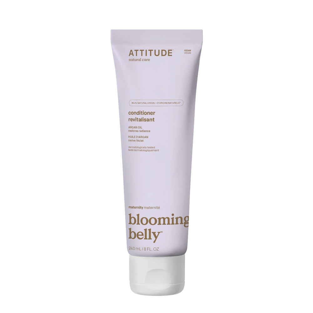 ATTITUDE Pregnancy Conditioner bottle with rose scent illustrating gentle detangling and refreshment.