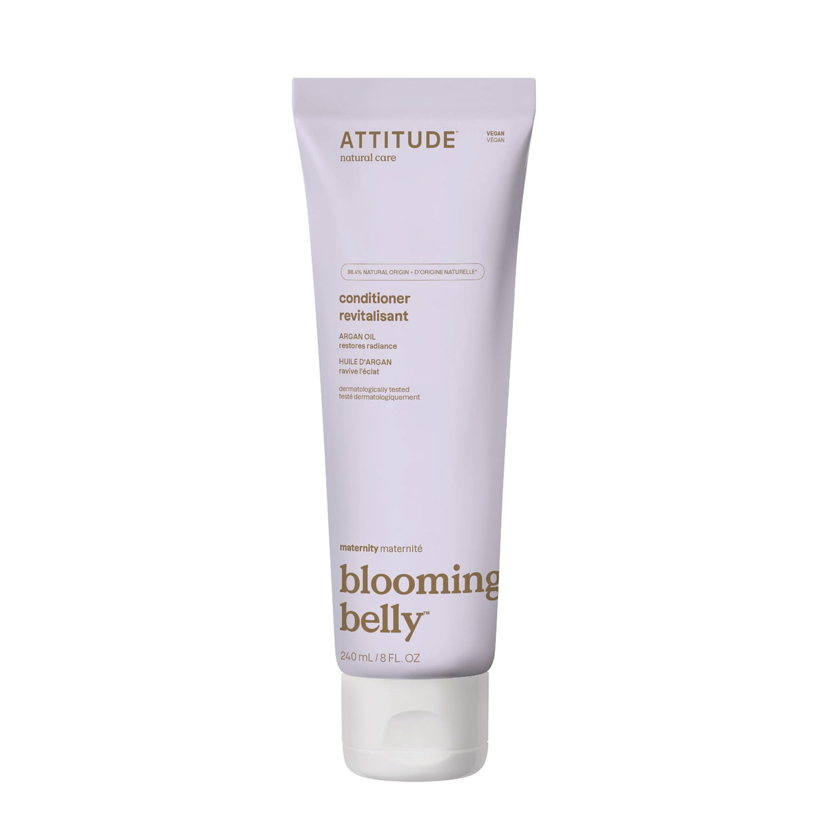 ATTITUDE Pregnancy Conditioner bottle with rose scent illustrating gentle detangling and refreshment.