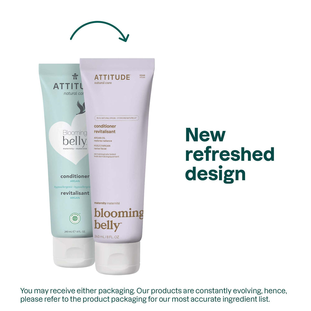 ATTITUDE Pregnancy Conditioner natural-origin ingredients close-up signaling clean, pregnancy-safe nourishment.