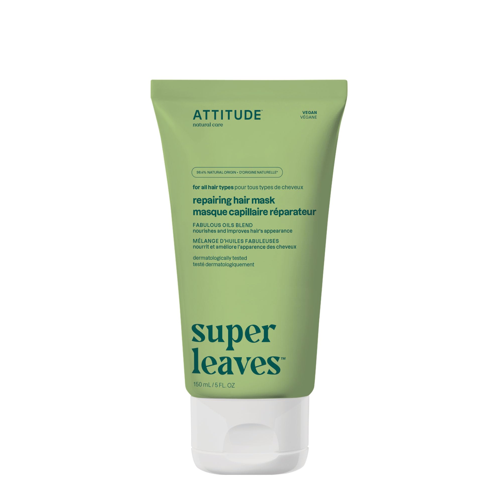 ATTITUDE Repairing Hair Mask bottle front highlighting vegan formula for nourished, soft hair.