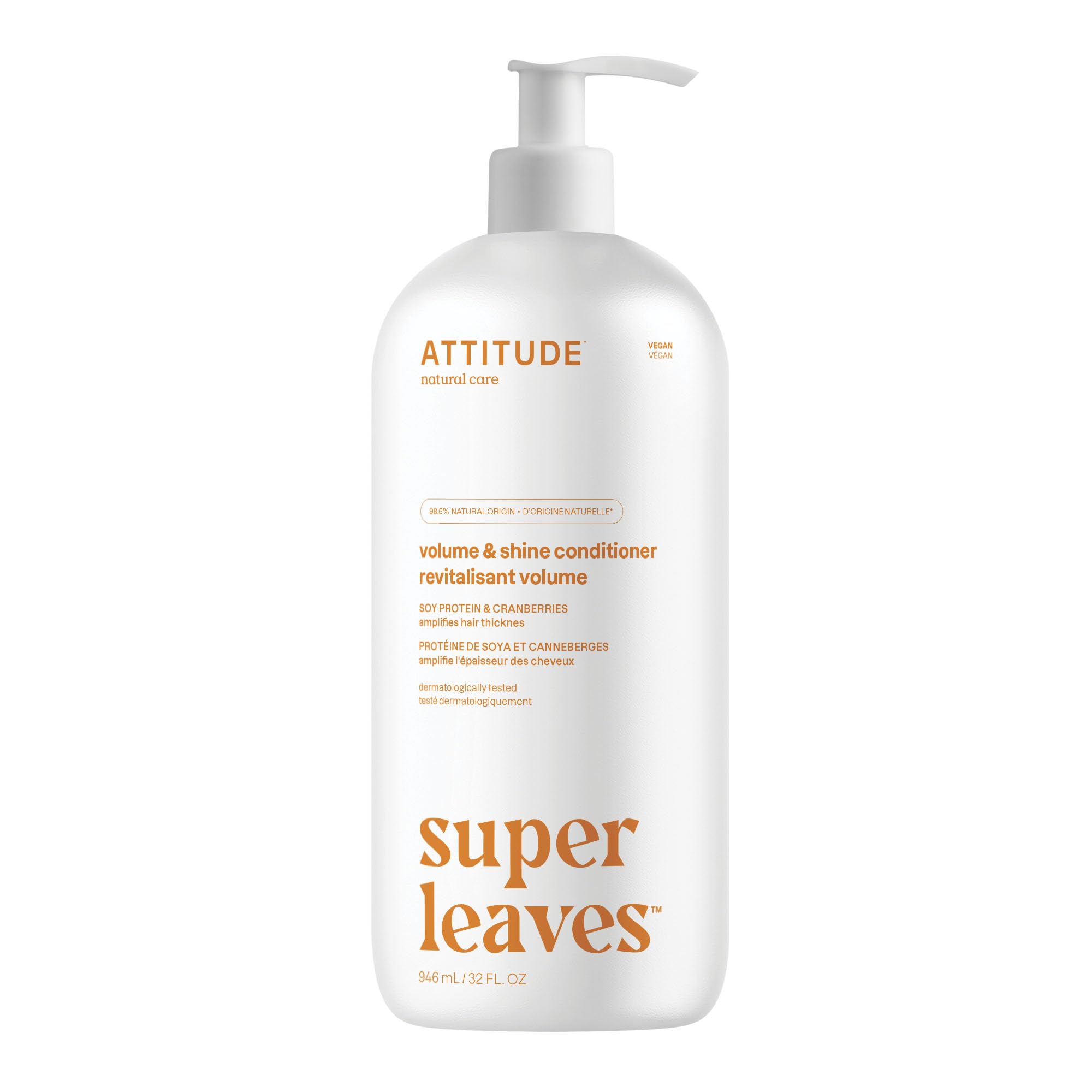 ATTITUDE Volume and Shine conditioner bottle highlighting lightweight hydration for thin hair