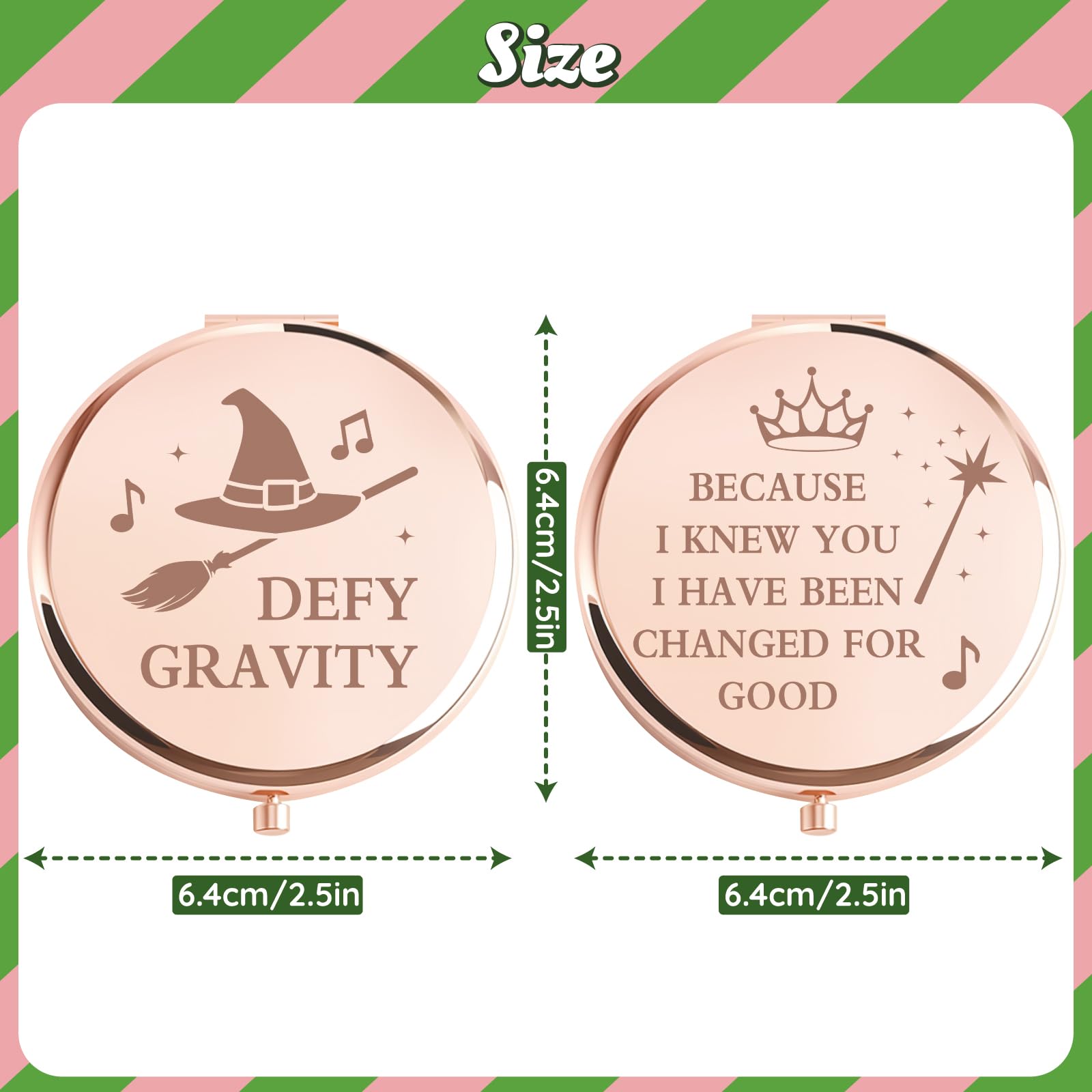 Attyxfica Witch Pocket Mirrors rose gold plating enhances durability with chic vanity appeal