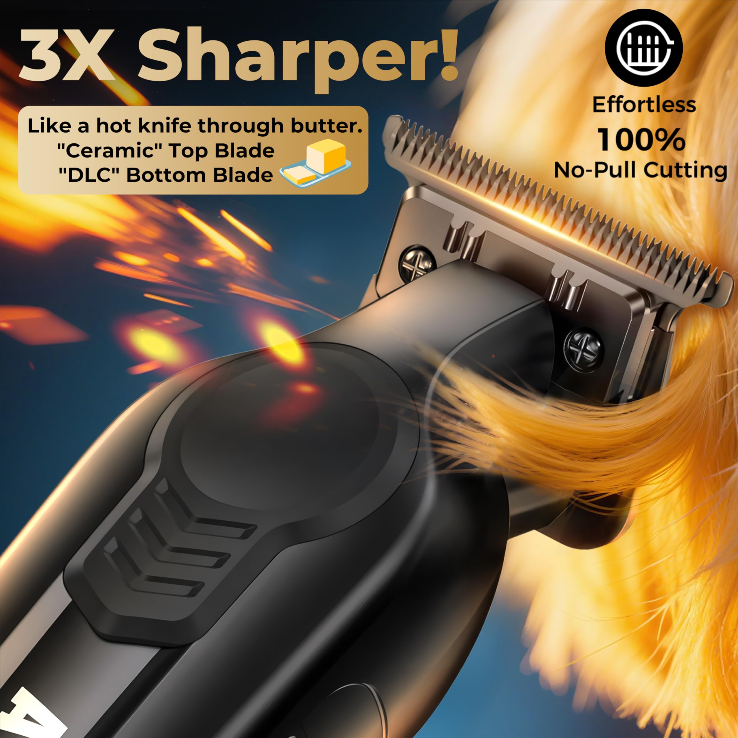 ATVOXIS hair trimmer barber motor view highlighting 7500 RPM power for fast fades.