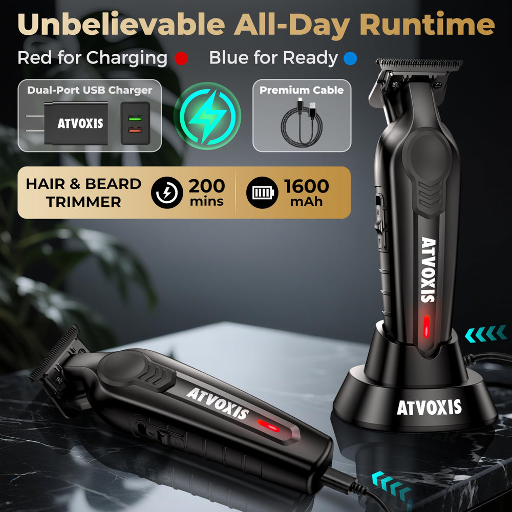 ATVOXIS hair trimmer color-coded combs showing instant length selection.
