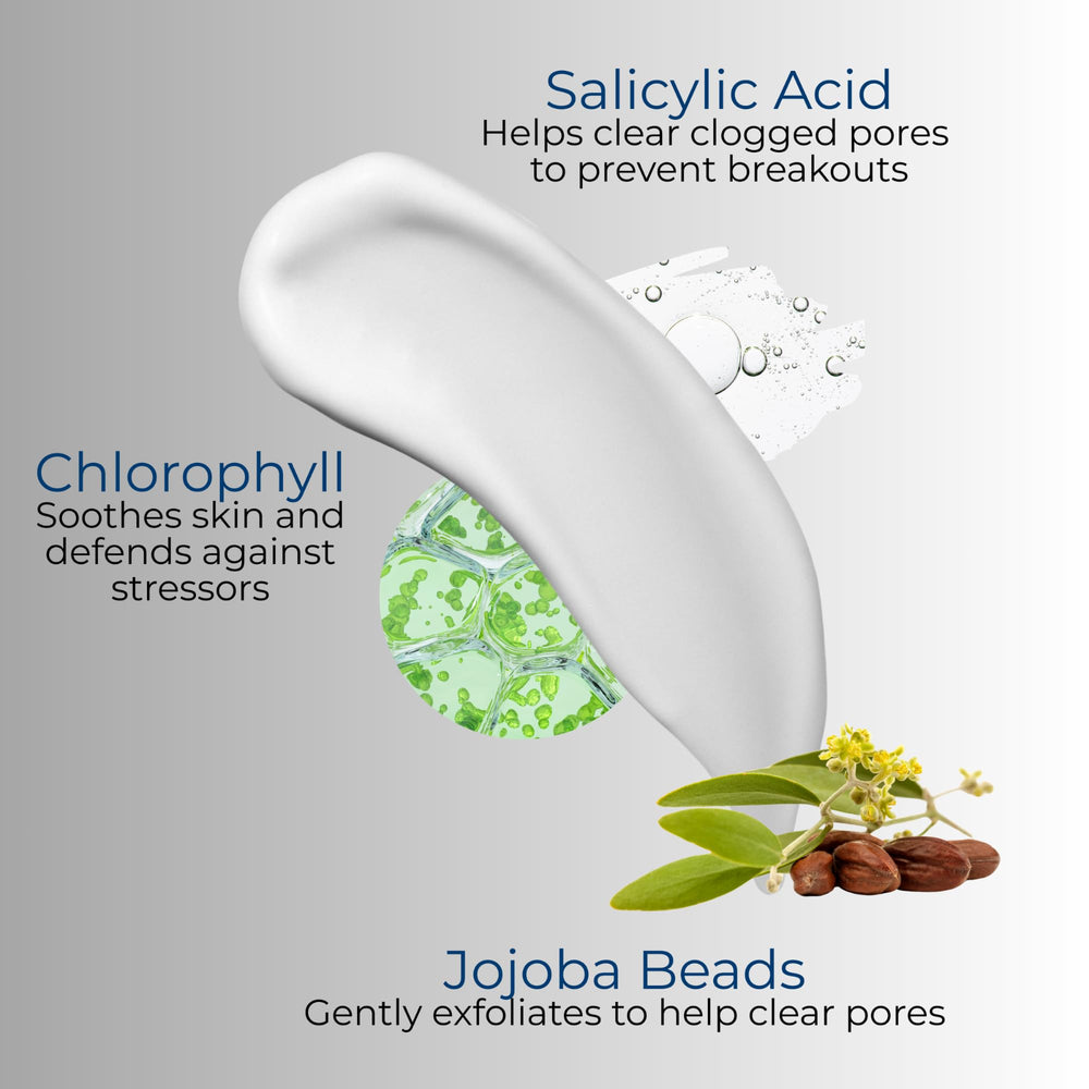 ATWATER Skin Armor Exfoliating Scrub with salicylic acid closeup: supports clearer pores and refreshed skin feel.