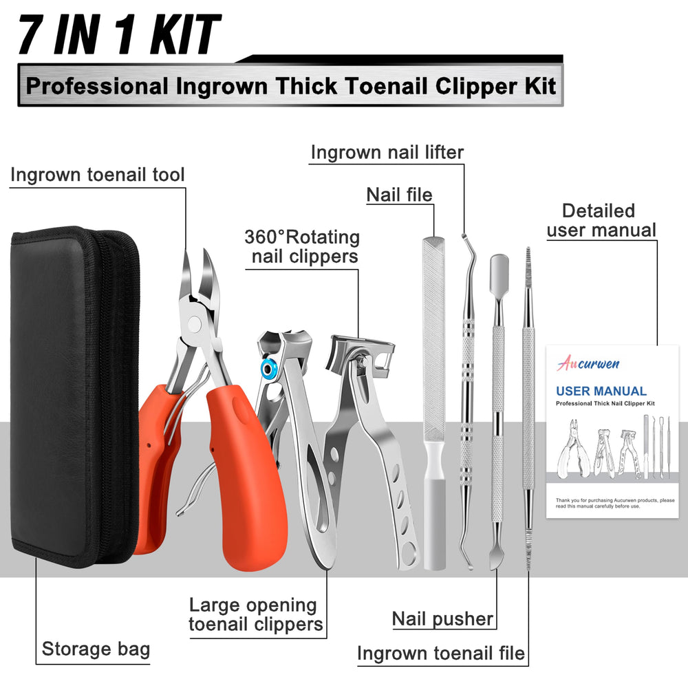 Aucurwen heavy-duty clippers with large opening support thick nails and easy trimming.