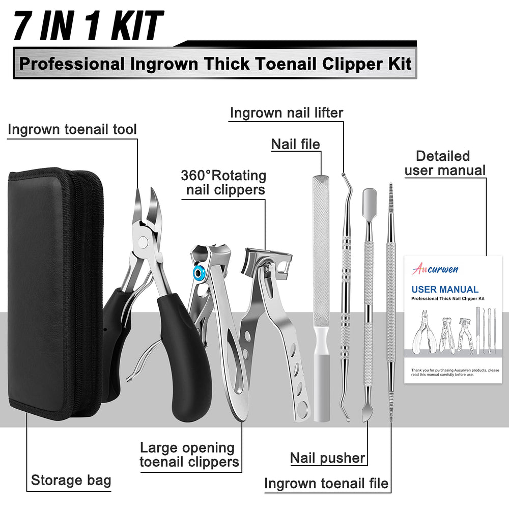 Aucurwen large-opening toenail clippers ease thick nail trimming.