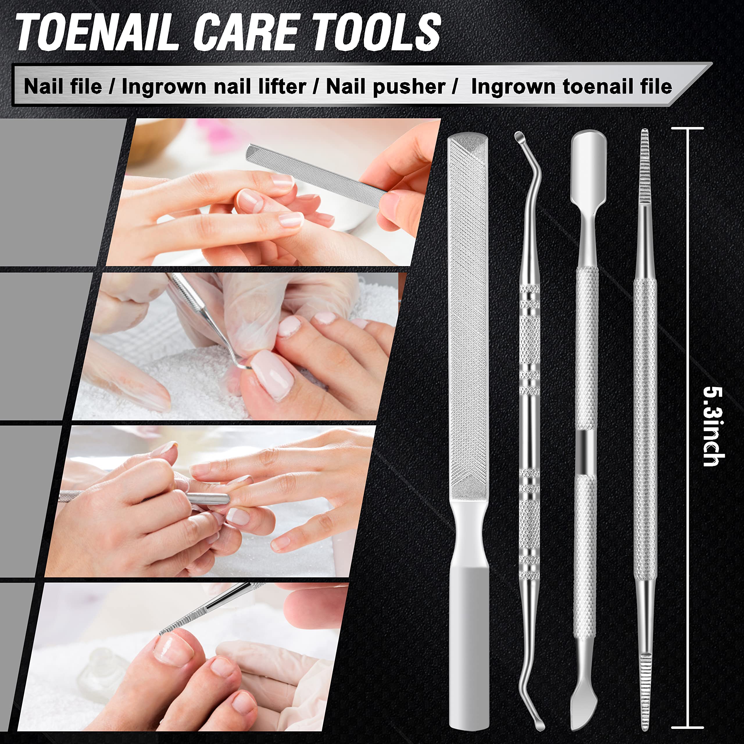 Aucurwen nail pusher and lifter set helps prep nails for trimming.