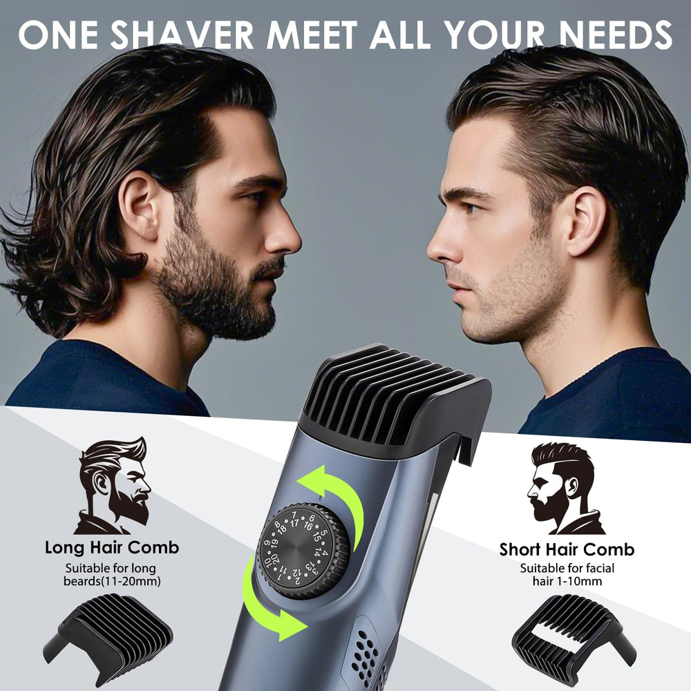 Audoc vacuum beard trimmer built-in vacuum close-up emphasizing hair collection