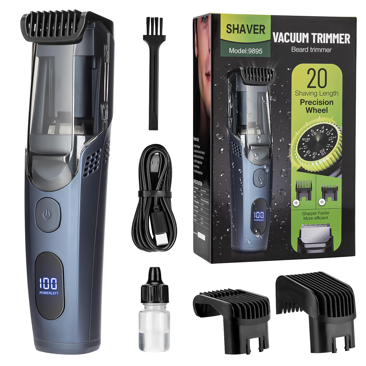 Audoc vacuum beard trimmer front view showing mess-free grooming capability