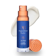 Augustinus Bader The Cream bottle close-up highlighting premium hydration for dry skin.