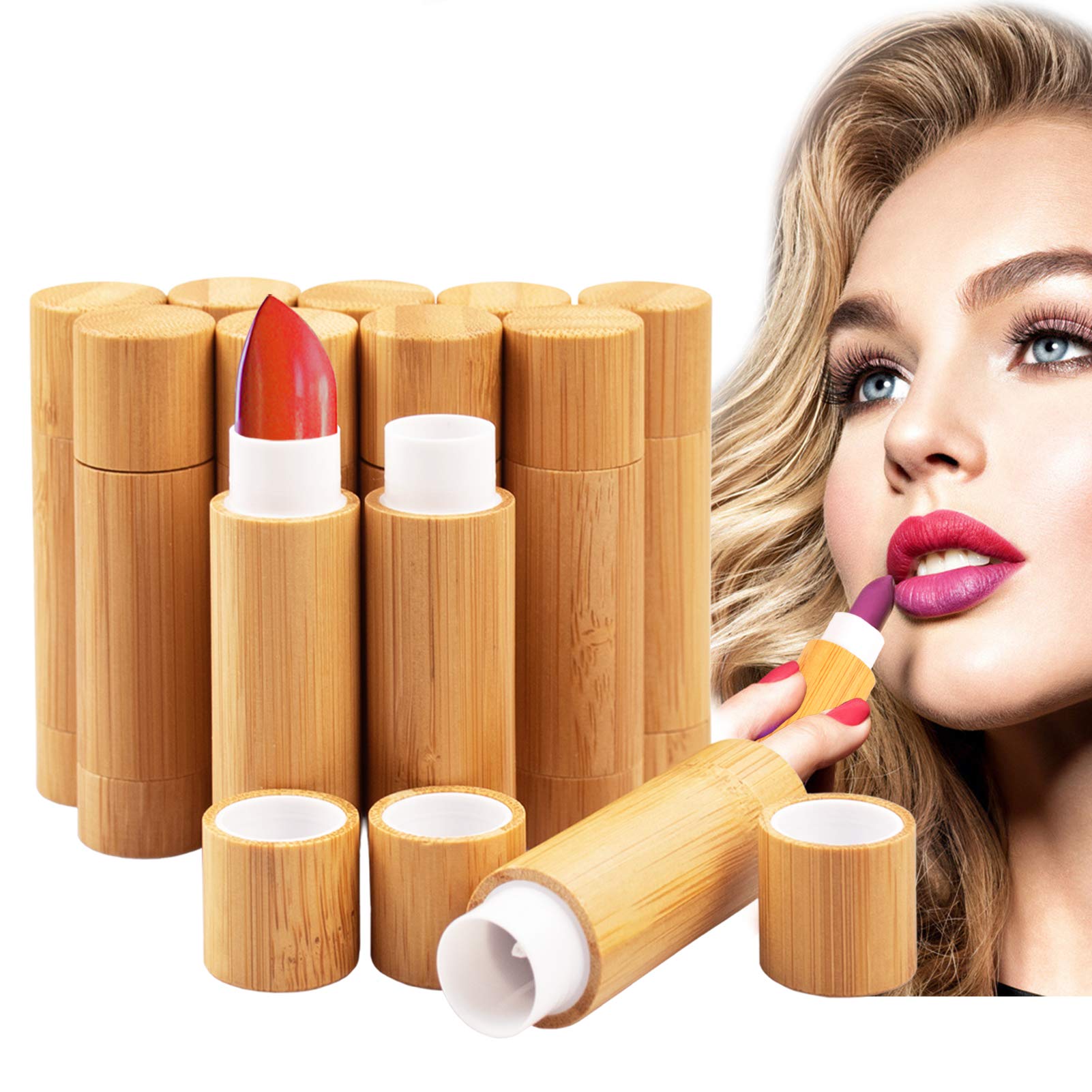 AUHOKY bamboo lip tubes show natural shell for on-the-go lip care