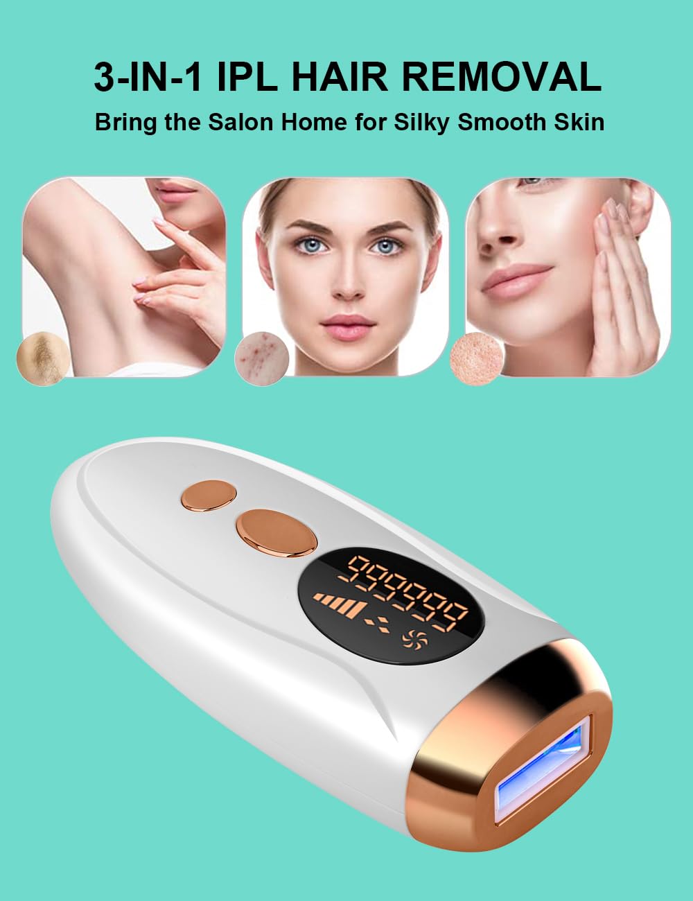 AUITRONCARE IPL hair removal flashes display indicating remaining uses.