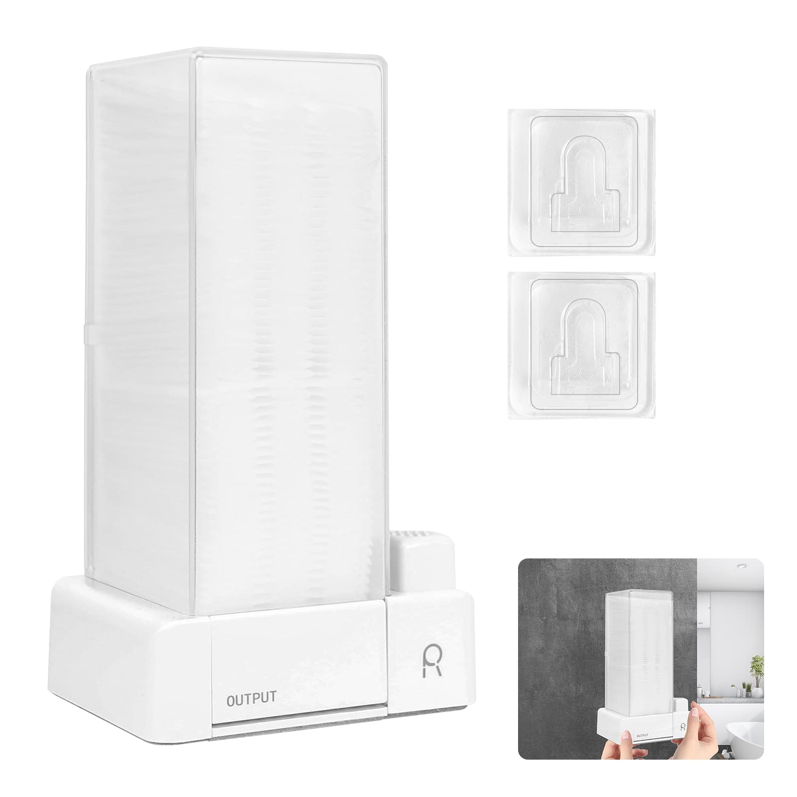 Aukiron automatic square press-out cotton pad holder in white for quick makeup removal.