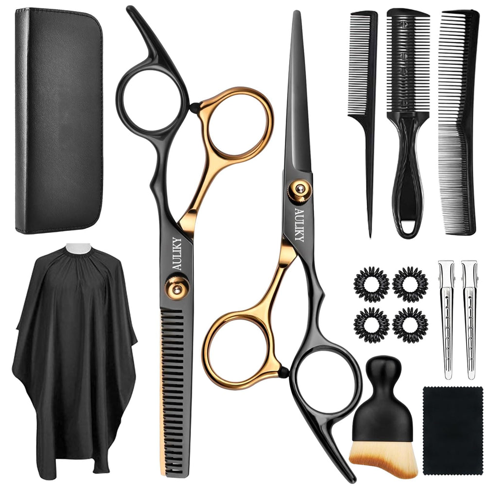 AULikY hair cutting scissors kit closeup for precise salon-grade cuts