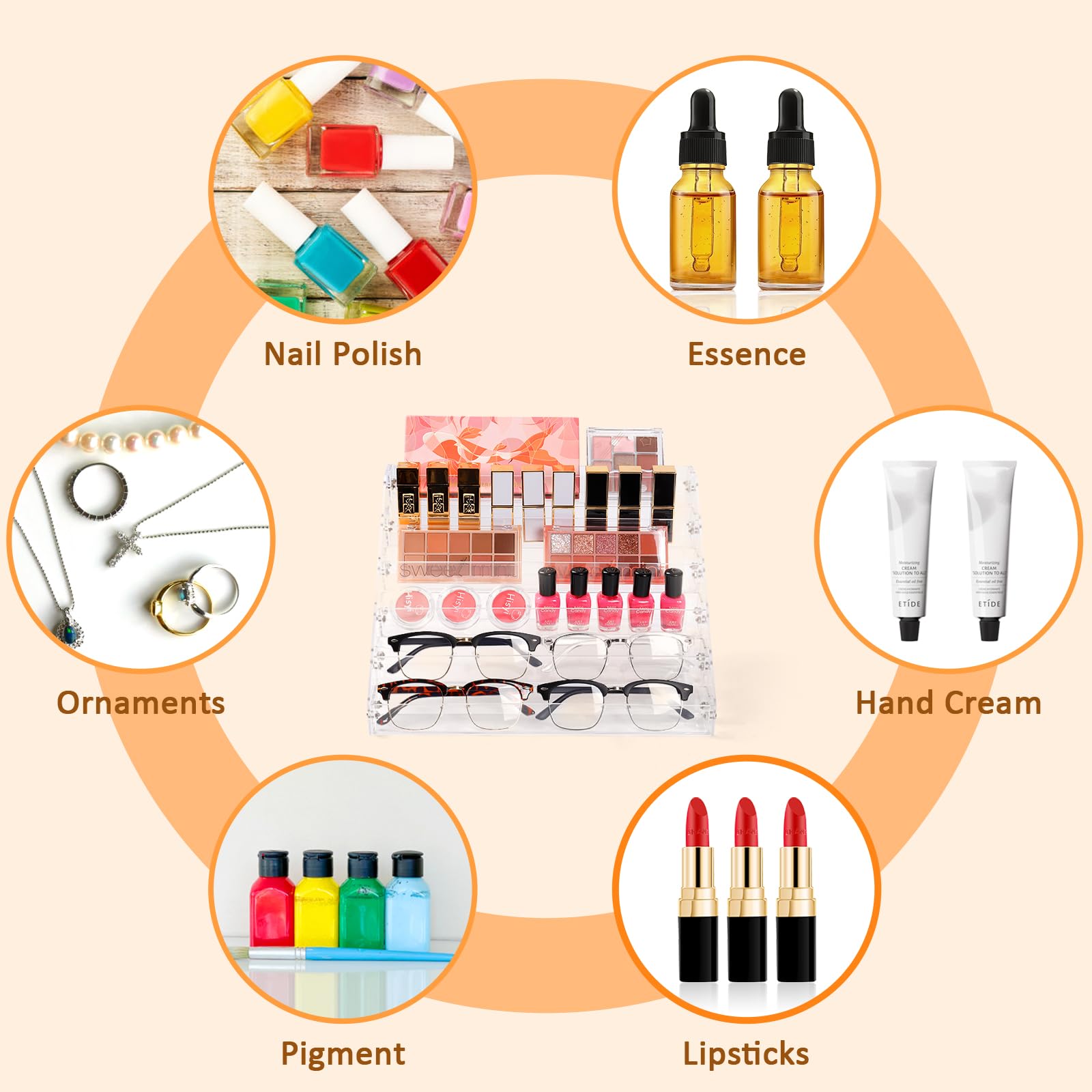 AumVum 6-tier nail polish organizer with 72-bottle capacity illustrating high storage within a compact footprint.