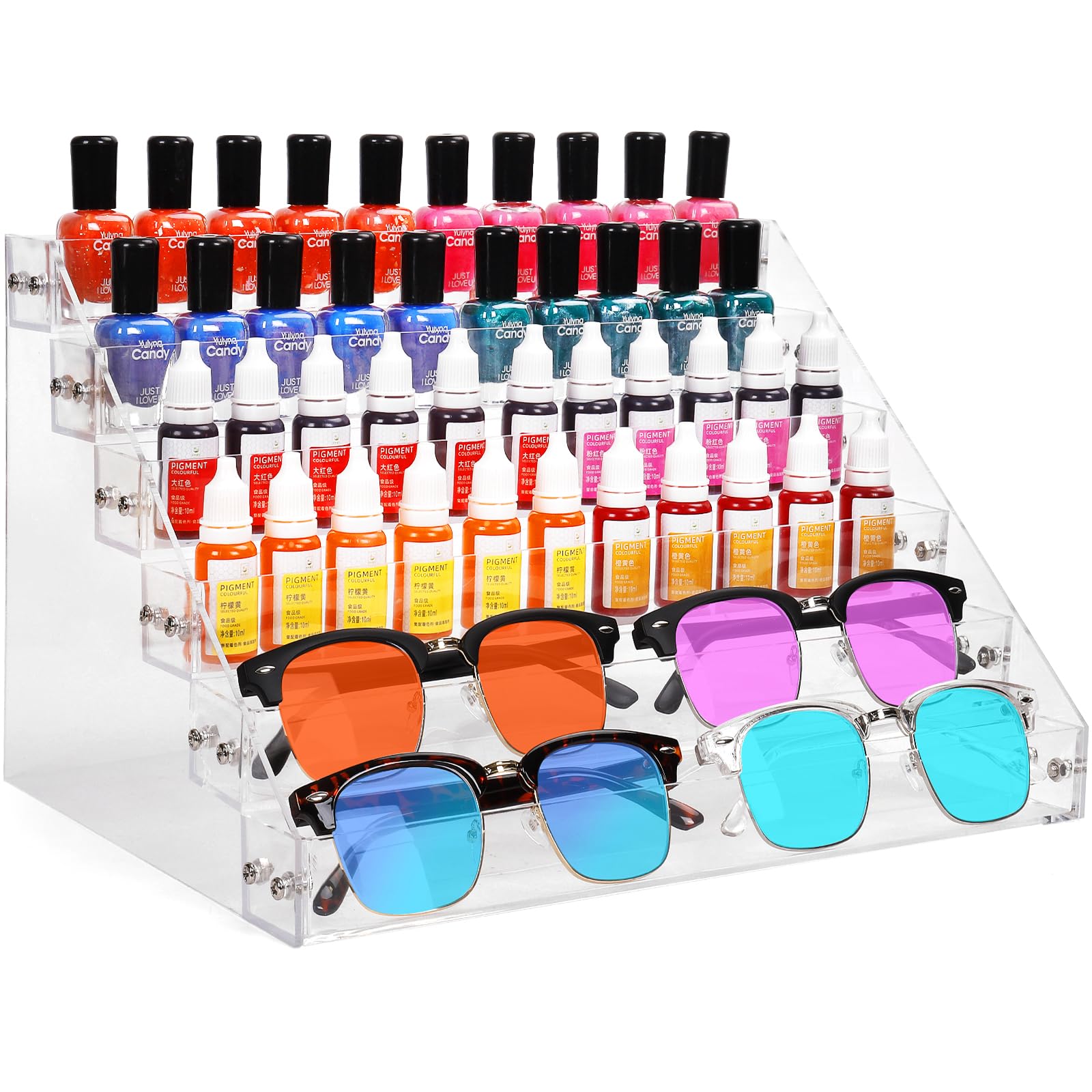 AumVum 6-tier nail polish organizer tattoo ink display ideal for studio use.