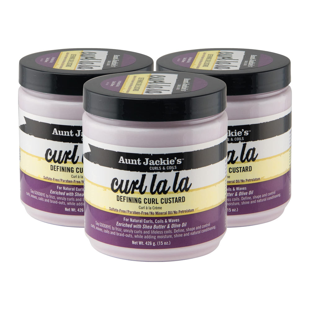 Aunt Jackie’s Curl La La 3-pack front view, defining curls and waves.