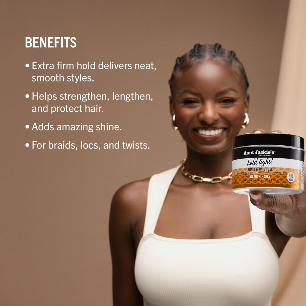Aunt Jackie's Hold Tight gel smoothing edges for a clean finish