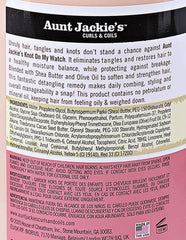 Aunt Jackie's Knot On My Watch label close-up highlights shea butter and olive oil benefits.