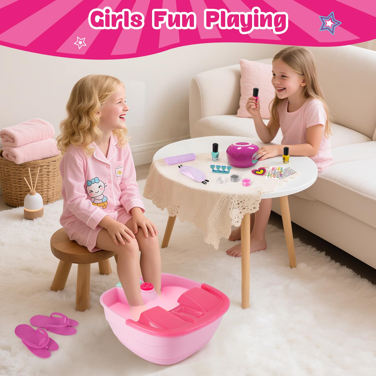 AuntyFey kids spa day kit pedicure tools for safe at-home nail care.