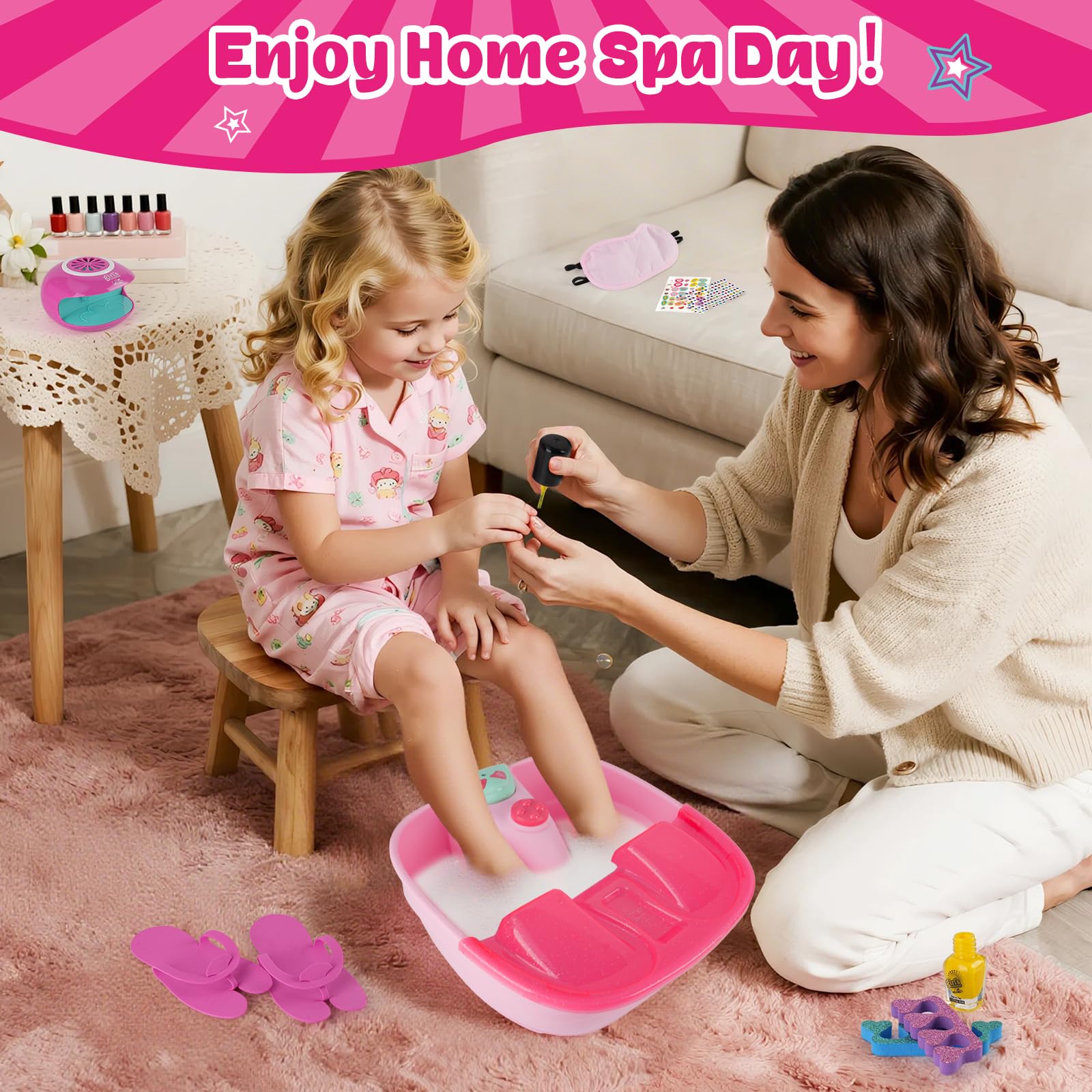 AuntyFey kids spa day kit stickers for playful personalization.