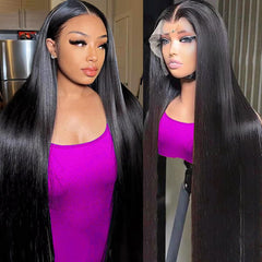 AUOU 30-inch 13x6 lace front wig straight with natural fall and seamless hairline.